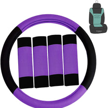 FH Group FH2033 Modernistic Steering Wheel Cover and Seat Belt Pads (Mint) with Gift – Universal Fit for Cars Trucks & SUVs