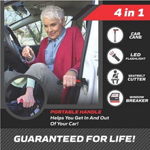 The Original Emson Car Cane – All-in-One Auto Assist Handle with Built in LED Flashlight, Seatbelt Cutter, and Window Breaker – 100% Lifetime Guarantee, Batteries Included