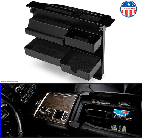 MX Auto-Salient Console Organizer for Select Ford Trucks & SUVs-Compatible with |Ford F150 (2015-2020) | F250, F350, Raptor (2017-2020) | Expedition (2018-2020) | Fits ONLY Vehicle w Bucket Seats