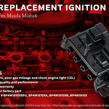 Ignition Coil Pack- Compatible with Mazda Miata 1998, 1999, 2000 - Replaces BP4W1810XB9U, BP4W1810XA, BP4W1810XB, BP4W1810X, BP4W-18-10XA, BP4W-18-10XB, BP4W-18-10X