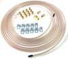 25 ft of 3/16 Cupronickel Brake Line W/Unions, Clips, Fittings, Tee
