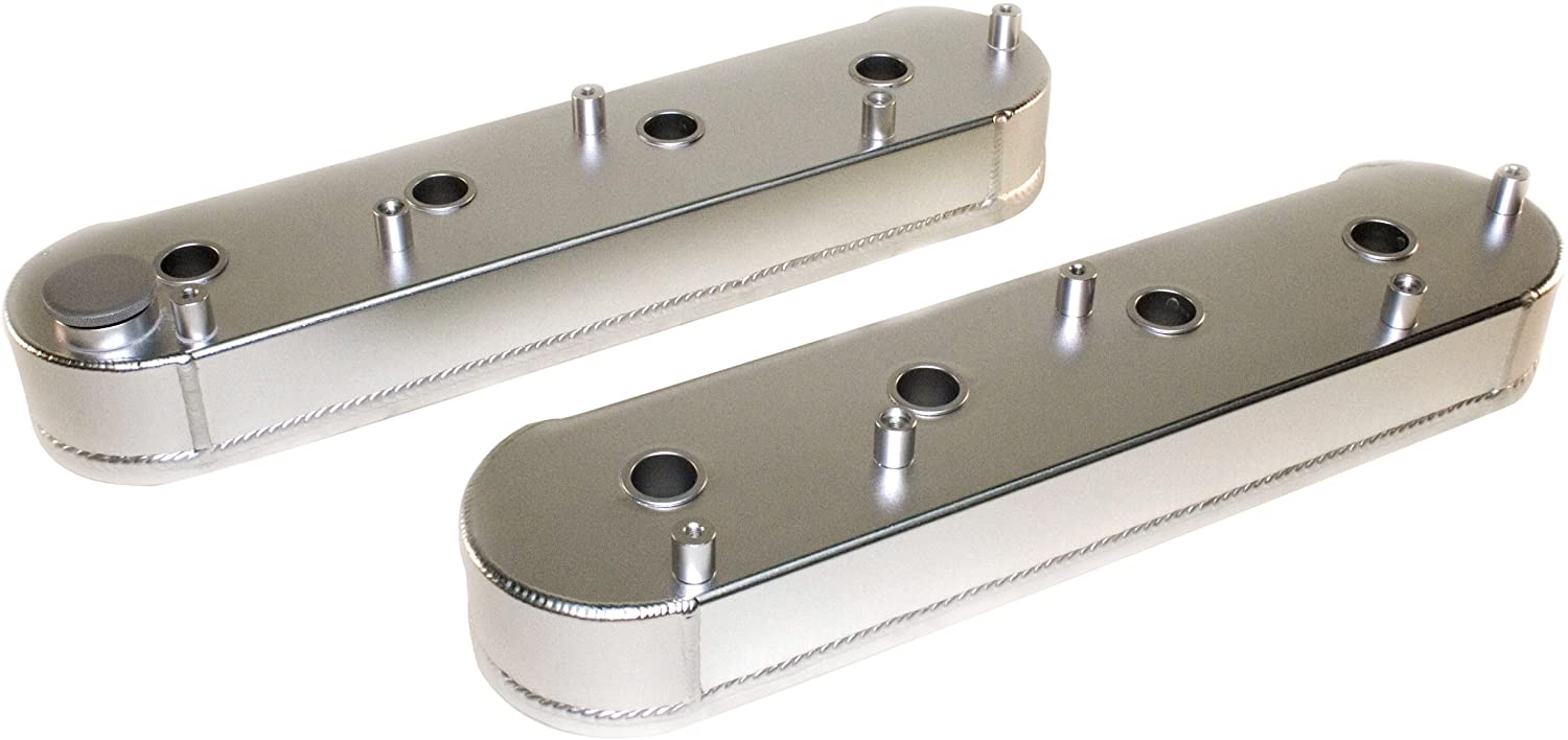 PRW 4034630 Satin Anodized Aluminum Fabricated Valve Cover with Coil Stand-Off and Silver Gasket for LS Series Engine - Pair