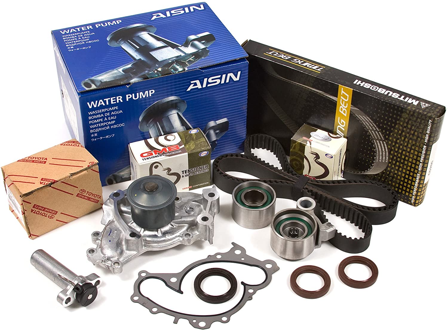 Evergreen TBK257MHWPA Fits 95-04 Lexus Toyota Avalon Solara 3.0 DOHC 1MZFE Timing Belt Kit AISIN Water Pump