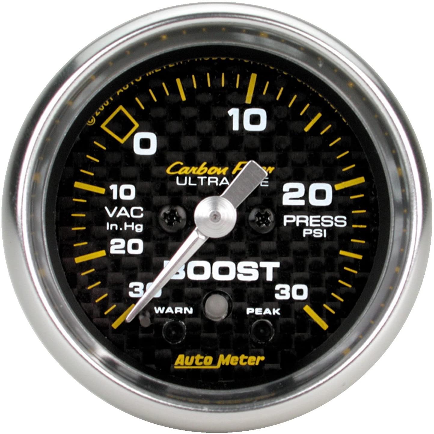 Auto Meter 4777 Carbon Fiber Electric Boost/Vacuum Gauge,2.3125 in.