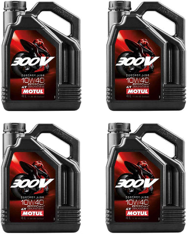 Motul 104121 Set of 4 300V Road Racing 10W-40 Motor Oil 1-Gallon Bottles