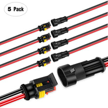 Nilight GA0007 1 2Pin Way 16AWG Waterproof Wire 1.5mm Series Terminal Connector-5 Pack,2 Years Warranty