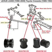 LS400 (90-00) Cressida (89-92) Rear Axle Carrier & Trailing Arm Bushing Kit x2 - PSB 505 5056