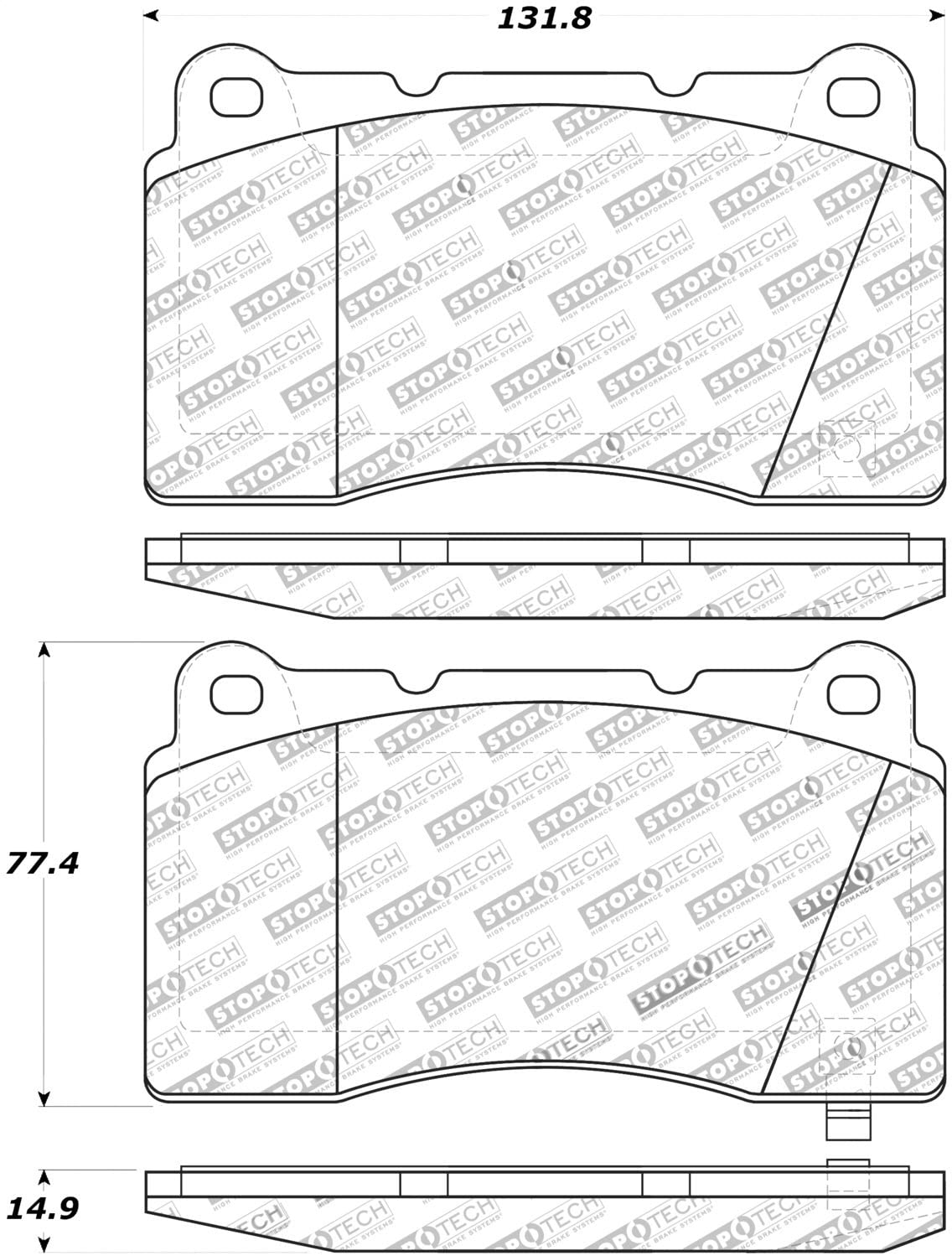 StopTech 308.10010 Street Brake Pads; Front, Rear with Shims