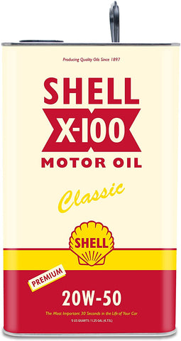 Shell X-100 SH-39505-01 Yellow Classic Motor Oil 5 Quart 20w50, 160. Fluid_Ounces