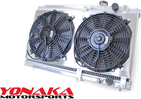 Yonaka Aluminum Dual Core Lightweight Performance Radiator w/Fans & Shroud Kit for 1994-2001 Acura Integra