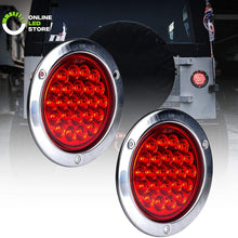 2pc 4" Inch Round LED Trailer Tail Lights [DOT Certified] [Stainless Steel Chrome Bezel] [Connector Plug Included] Stop Brake Lights for Trucks RV Jeep