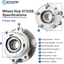 ECCPP Wheel Hub and Bearing Assembly Front 513338 fit 2012-2017 Nissan Quest,2013-2014 Nissan Murano Wheel Bearing Hubs 2 pcs
