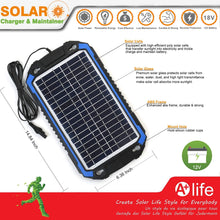 SUNER POWER 12V Solar Car Battery Charger & Maintainer - Portable 6W Solar Panel Trickle Charging Kit for Automotive, Motorcycle, Boat, Marine, RV, Trailer, Powersports, Snowmobile, etc.