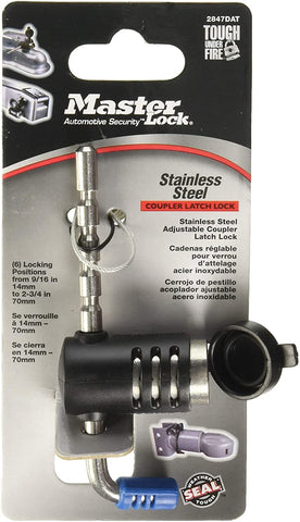 Master Lock Trailer Lock, Stainless Steel Adjustable Coupler Latch Lock, 2847DAT