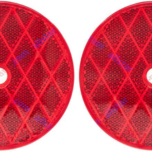 [ALL STAR TRUCK PARTS] Class A 3-3/16" Round Reflector with Center Mounting Hole - 2 Pack for Trailers, Trucks, Automobiles, Mail Boxes, Boats, SUV's, RV's, Industrial Applications (Red, 2)