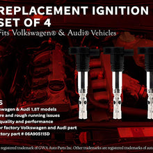 Ignition Coil Pack - Set of 4 - Replaces 06A905155D, 06B 905 115R - Compatible with Audi & Volkswagen Vehicles - A4, A4 Quattro, A6 2.7T, Allroad 2.7T, TT Quattro, 1.8T MK4 Jetta, Golf, GTI, Passat