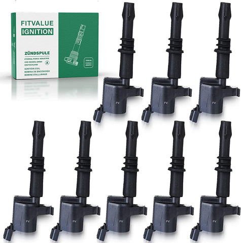 High Power Straight Ignition Coil Pack of 8. Easy Fitting Parts With Most Ford 150, 250, 350, 450, 550, Expedition, Explorer, Mustang, Lincoln Navigator, Mark LT, Mercury Mountaineer (Pack of 8)