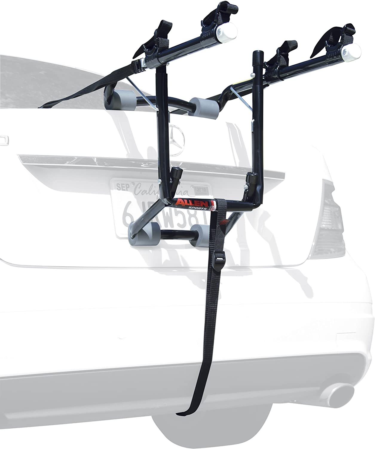 Allen Sports Deluxe 2-Bike Trunk Mount Rack, Model 102DB, Black/ Silver, 23 x 15 x 4 inches (Blk/ Silver)