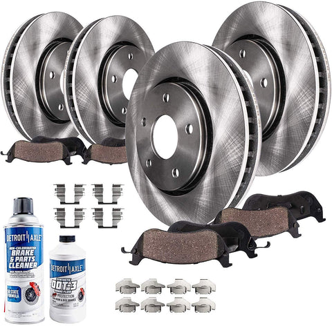 Detroit Axle - Front & Rear Disc Brake Rotors Ceramic Pads w/Hardware for 2003-2004 Subaru Baja - [2005-2006 Baja Non-Turbo] - 2003-2004 Legacy w/ 294mm Front Solid - [2002-2004 Outback]