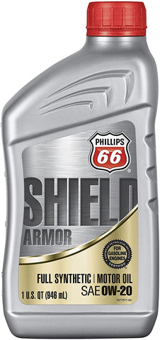 Phillips 66 1076995-12PK Synthetic Oil (Shield Armor Fully 0W20-1 Quart), 32. Fluid_Ounces, 12 Pack