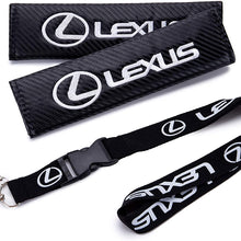 QZS Car Keychain Lanyard Badge Holder - 2pcs Set Carbon Fiber Car Seat Belt Shoulders Pad Cover Fit for Cars (Lexus)
