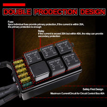 6 Gang Switch Panel, OFFROADTOWN Electronic Relay System with Circuit Control Box Waterproof Fuse Relay Box Wiring Harness Label Stickers for Car Jeep Truck Marine Boat ATV UTV