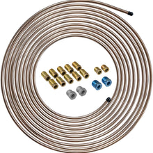 Copper Coated Steel Brake Line Tubing Coil and Fitting Kit, 1/4 x 25
