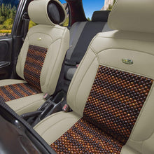 FH Group PU203102 Premium Leather Seat Leather Cushion Pad Seat Covers w. Cooling Rosewood Beads, Brown-Fit Most Car, Truck, SUV, or Van