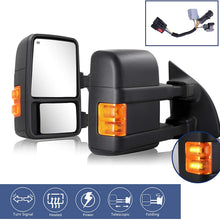 2pcs Towing Mirrors Compatible With 1999-2016 Ford F250 F350 F450 F550 Super Duty Truck Pickup Side Tow Mirrors, Power Heated Extendable Manual telescoping&folding Pair LED Turn Signal Lights Smoke