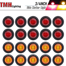 20 Pcs TMH 3/4 Inch Mount 10 pcs Amber & 10 pcs RED LED Clearance Markers Bullet Marker lights, side marker lights, led marker lights, led side marker lights, led trailer marker lights