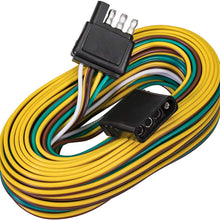 4 Pin Flat Trailer Wiring Harness Kit [Wishbone-Style] [SAE J1128 Rated] [25' Male & 4' Female] [18 AWG Color Coded Wires] 4 Way Flat 5 Wire Harness For Utility Boat Trailer Lights Kits