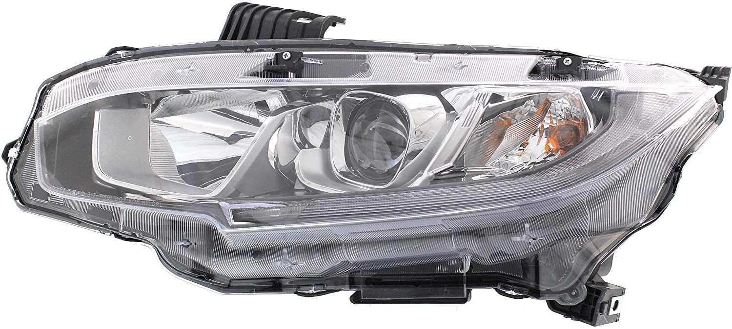 Headlight Assembly Compatible with 2016-2019 Honda Civic Halogen Coupe Hatchback Sedan Driver Side