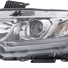 Head Lamp Compatible with HONDA Civic 2016-2018 Right Side and Left Side Assembly Halogen Coupe/Sedan