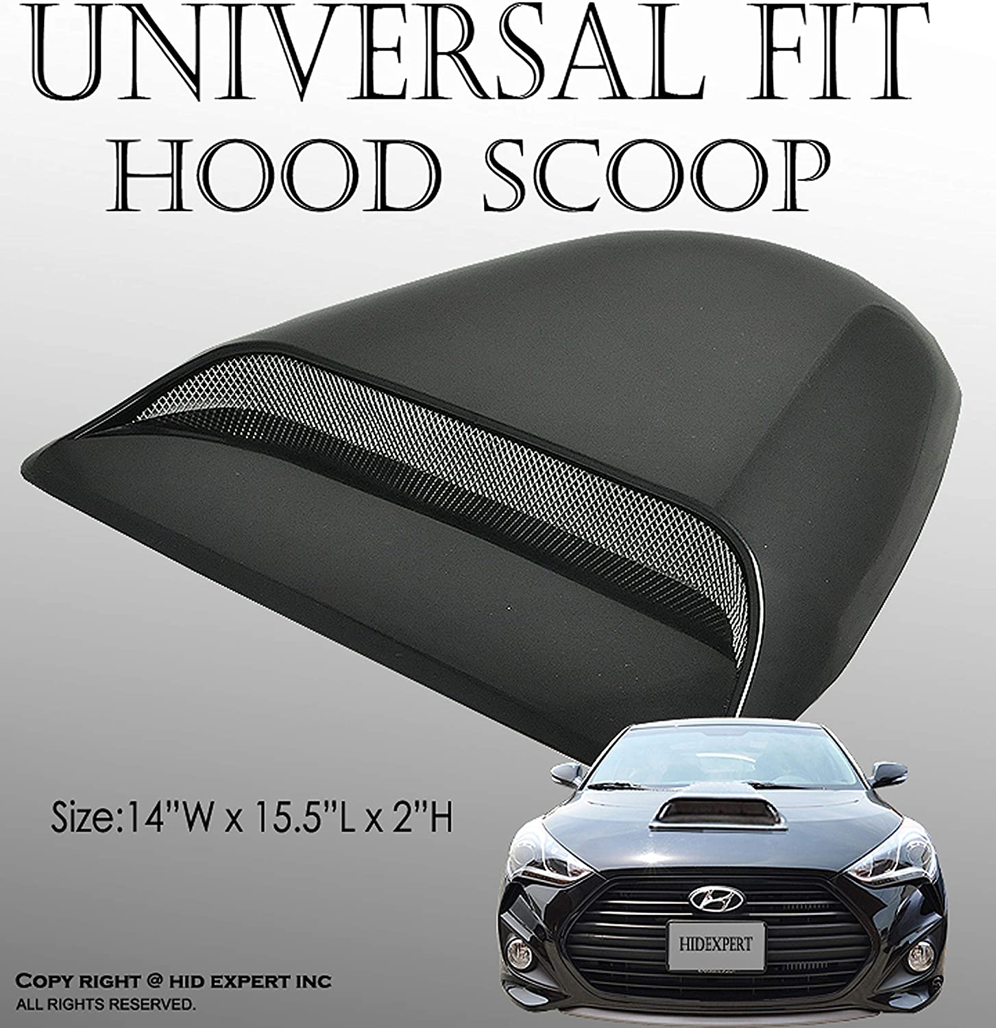 ICBEAMER Black Hood Scoop AERO Dynamic Speed Racer Waterproof Flow w/ 3M Tape No Drill Universal Fit for Auto Vehicle