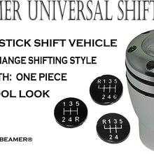 ICBEAMER Racing Style Manual Transmission Stick Shift Knob Silver Aluminum 5 6 Speed with Red LED Light CR2032 Battery