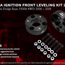 AA Ignition Front Leveling Kit 2.5" Inches - Fits 2006-2018 Dodge Ram 1500 Pickup Truck 4 Wheel Drive 4WD, 4x4 - Front Strut Spacers Lift 2 1/2 Inch - Forged Aircraft Aluminum Billet Construction