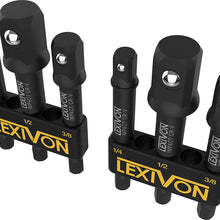 LEXIVON [2-Pack] Impact Grade Socket Adapter Set, 3" Extension Bit With Holder | 3-Piece 1/4", 3/8", and 1/2" Drive, Adapt Your Power Drill To High Torque Impact Wrench (LX-101X2)