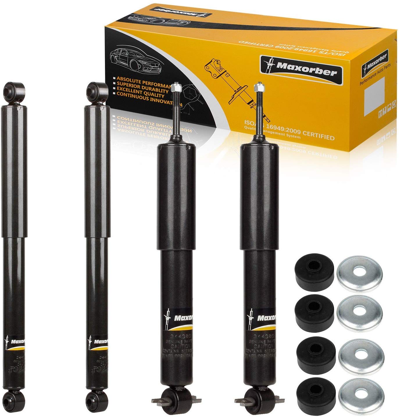 Maxorber Full Set of 4 Shocks Struts Absorber Kit Compatible with Chevrolet Silverado 1500 1993-2006 Replacement for Chevrolet Silverado 1500 Classic 2007 Shock Absorber 344380 344365