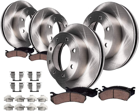 Detroit Axle - 8-LUG FRONT & REAR 330mm Brake Kit Rotors & Ceramic Brake Kit Pads w/Hardware fits 2001-2010 Silverado/Sierra 2500HD - [2007 2008 2009 2010 Silverado/Sierra 3500HD Single Rear Wheel]