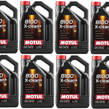 Motul 106377 Set of 8 8100 X-Clean+ 5W-30 Motor Oil 5-Liter Bottles