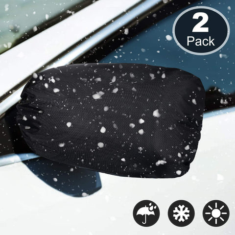 Side View Mirror Cover Frost Guard Mirror Cover Auto Rearview Protection Cover Snow Ice Mirror Covers Exterior Rear View Accessories Universal Size for Cars, Black (2 Pieces)