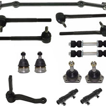 14 Pc Front Steering & Suspension Kit Upper and Lower Ball Joints, Tie Rod Linkages, Adjusting Sleeves, Center Link with Idler Arm, Sway Bar Links