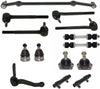 14 Pc Front Steering & Suspension Kit Upper and Lower Ball Joints, Tie Rod Linkages, Adjusting Sleeves, Center Link with Idler Arm, Sway Bar Links