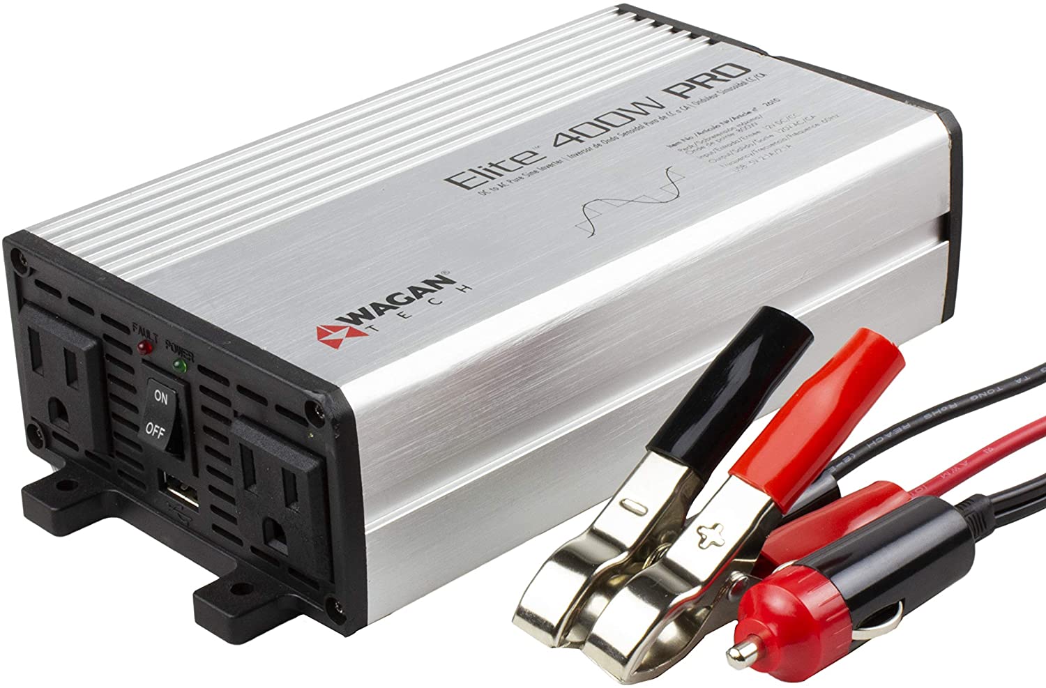 Wagan EL2610 Gray 400W Pro Pure Sine Wave Power Inverter