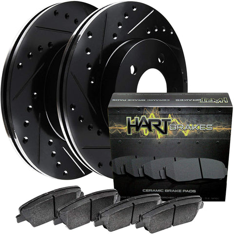 Hart Brakes Black Rear Drill Slot Rotors + Ceramic Brake pads BHCR.03003.02
