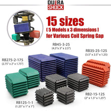 DuraSHOCK U.S. Coil Spring Block Boosters Series Pack, Automotive Performance Enhancement for Car Coil Spring Shock Absorption, Protection of Auto Suspension System (1.25" x 1" x 1")