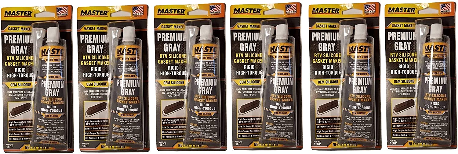Master RTV Silicone Sensor Safe Gray Plus Gasket Maker 3.35 Ounce (6 Pack)