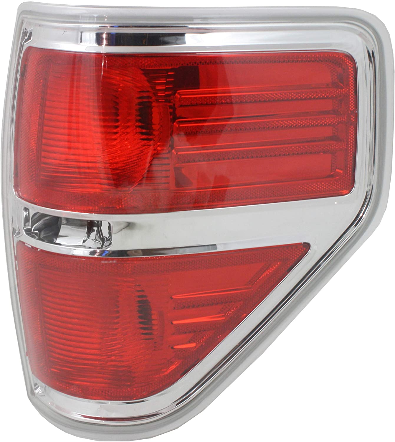 Tail Light Lens and Housing Compatible with 2009-2014 Ford F-150 Styleside Chrome trim Passenger Side