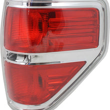 Tail Light Lens and Housing Compatible with 2009-2014 Ford F-150 Styleside Chrome trim Passenger Side