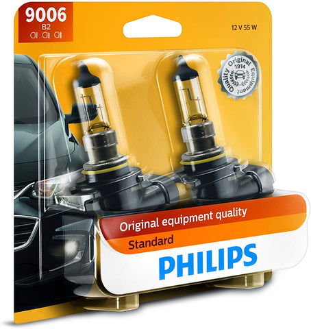 Philips 9006 Standard Halogen Replacement Headlight Bulb, 2 Pack